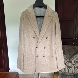 SuitSupply Wool Blend Double-Breasted Tan Blazer